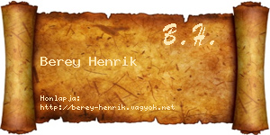 Berey Henrik névjegykártya